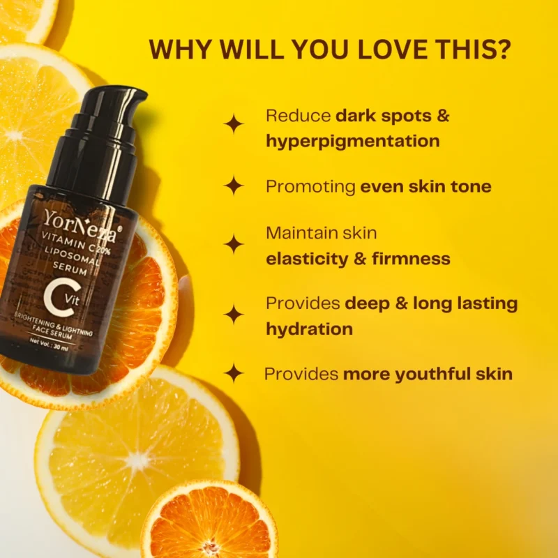YorNeza Vitamin C 20% Liposomal Face Serum, 30 ml, Brightening & Lightening