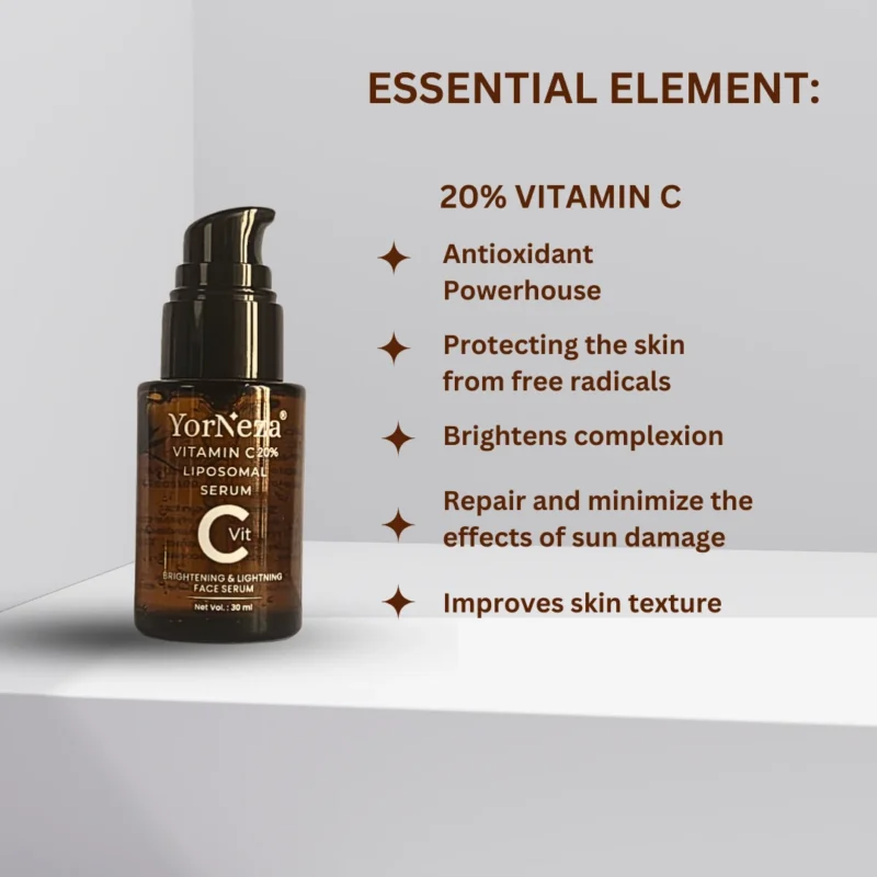 YorNeza Vitamin C 20% Liposomal Face Serum, 30 ml, Brightening & Lightening